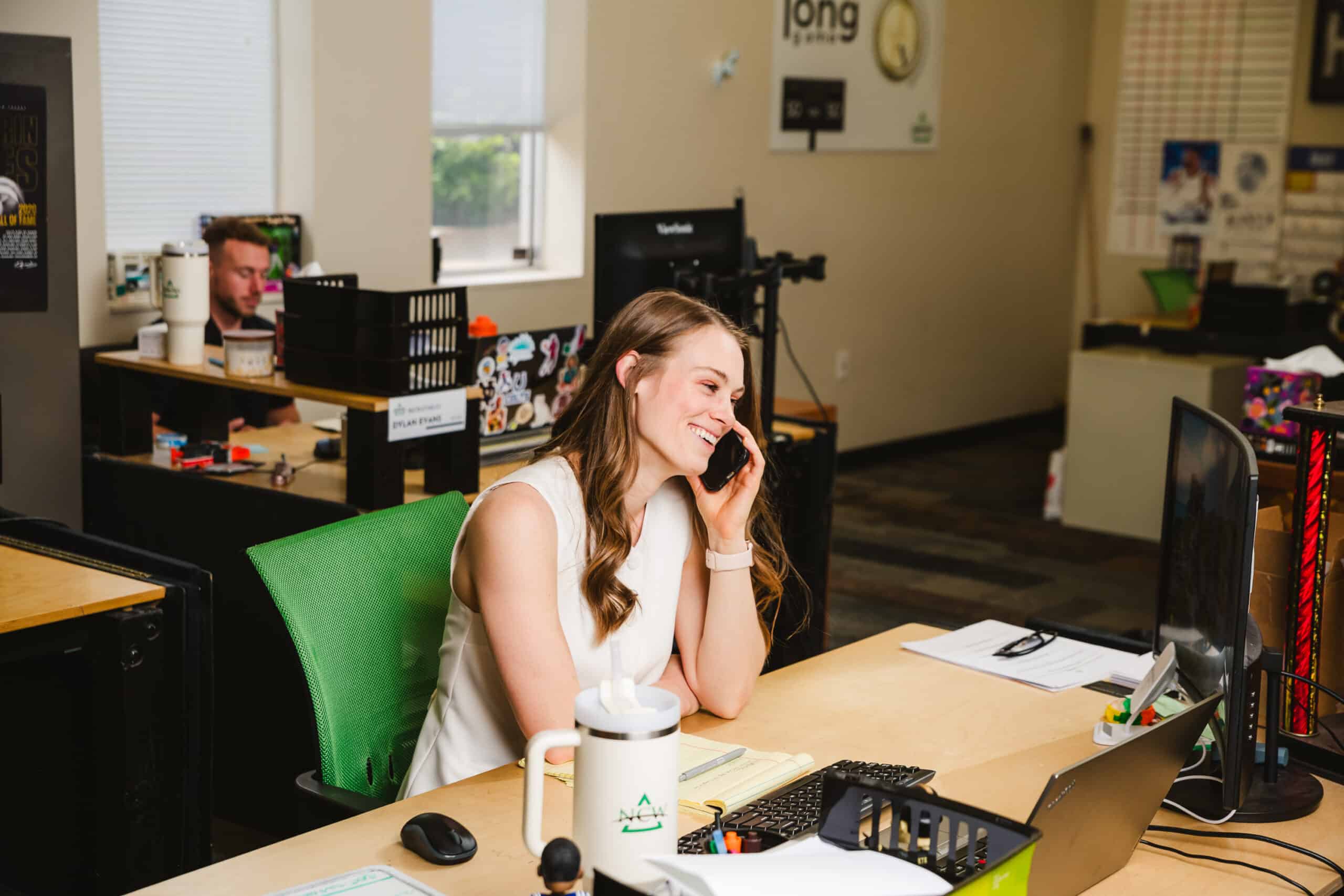 An NCW recruiter interviews a candidate over the phone