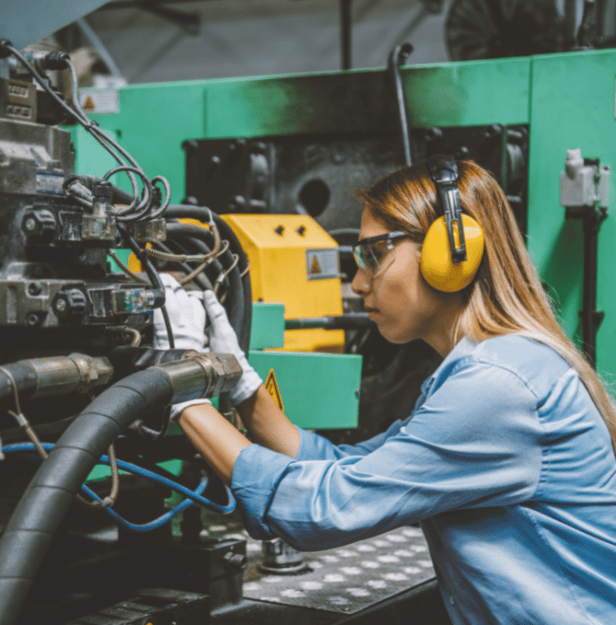 Staffed CNC machinist at work